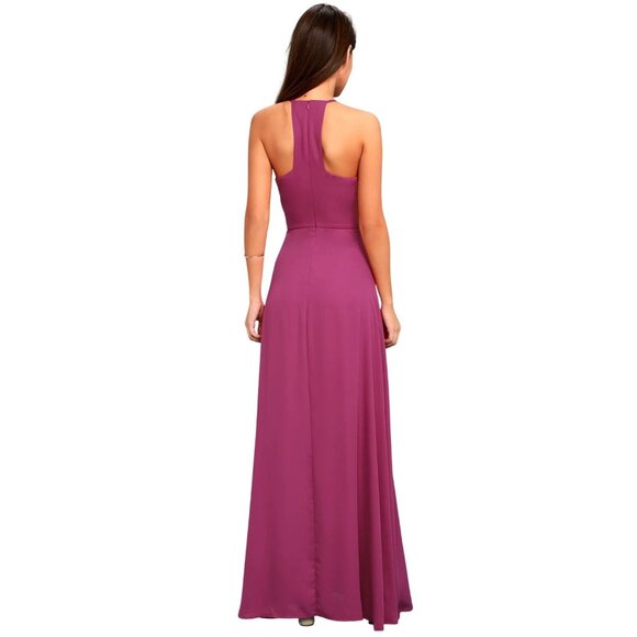 Lulu's Beauty and‎ Grace Magenta Maxi Dress With Keyhole Neckline Medium - Picture 2 of 11